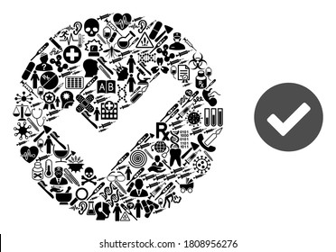 Mosaic Apply of medic icons and basic icon. Mosaic vector Apply is designed from medic icons. Abstract design elements for hospital advertisement. Illustration is based on Apply pictogram.
