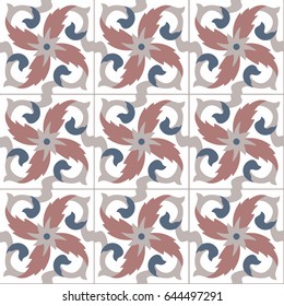 Mosaic arabesque style pattern. Vintage background. Victorian ceramic tile in vector illustration