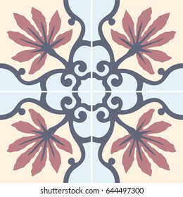 Mosaic arabesque style pattern. Vintage background. Victorian ceramic tile in vector illustration