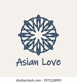 Mosaic arabic linear ornament. Vector geometric decorative emblem for ornamental design or logos. Asian love flower