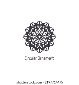 Mosaic arabic linear ornament. Vector geometric circular emblem for ornamental design or logos