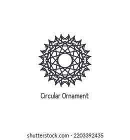 Ornamento lineal árabe mosaico. Emblema circular geométrico vectorial para diseños o logotipos ornamentales