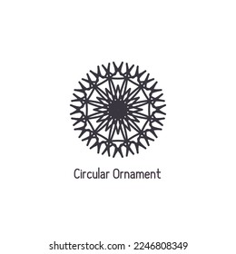 Ornamento lineal árabe mosaico. Emblema circular geométrico vectorial para diseños o logotipos ornamentales