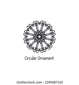 Mosaic arabic linear ornament. Vector geometric circular emblem for ornamental design or logos