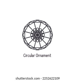 Mosaic arabic linear ornament. Vector geometric circular emblem for ornamental design or logos