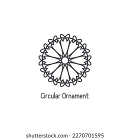Mosaic arabic linear ornament. Vector geometric circular emblem for ornamental design or logos