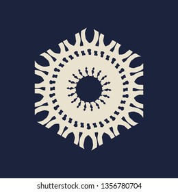Mosaic arabic ornament. Diamond shape emblem. Retro ornamental design.