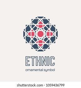 Mosaic arabic ornament. Vector circular emblem for ornamental design or logos