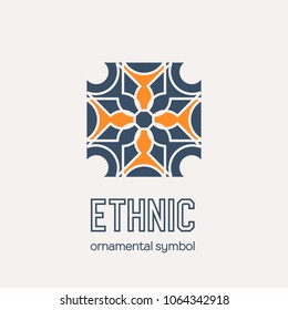 Mosaic arabic ornament. Vector circular emblem for ornamental design or logos
