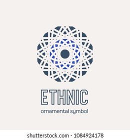 Mosaic arabic ornament. Vector circular emblem for ornamental design or logos