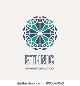 Mosaic arabic ornament. Vector circular emblem for ornamental design or logos