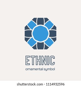 Mosaic arabic ornament. Vector circular emblem for ornamental design or logos