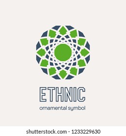 Mosaic arabic ornament. Vector circular emblem for ornamental design or logos