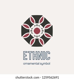 Mosaic arabic ornament. Vector circular emblem for ornamental design or logos