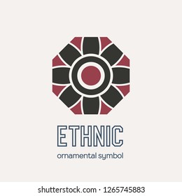 Mosaic arabic ornament. Vector circular emblem for ornamental design or logos