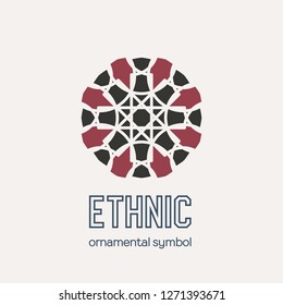 Mosaic arabic ornament. Vector circular emblem for ornamental design or logos