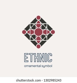 Mosaic arabic ornament. Vector circular emblem for ornamental design or logos