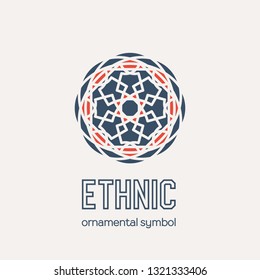 Mosaic arabic ornament. Vector circular emblem for ornamental design or logos