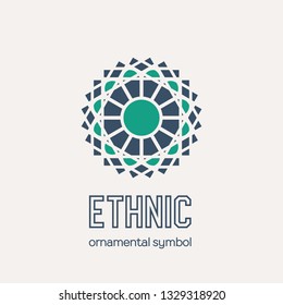 Mosaic arabic ornament. Vector circular emblem for ornamental design or logos