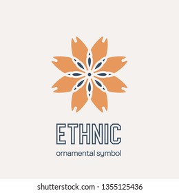 Mosaic arabic ornament. Vector circular emblem for ornamental design or logos