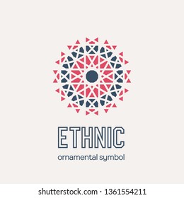 Mosaic arabic ornament. Vector circular emblem for ornamental design or logos
