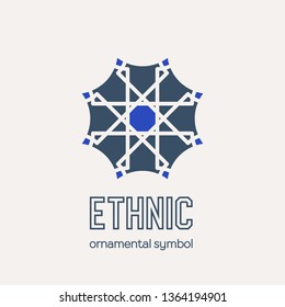 Mosaic arabic ornament. Vector circular emblem for ornamental design or logos