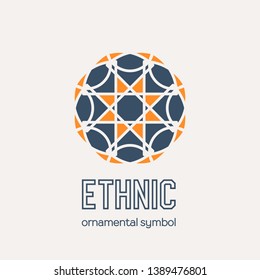 Mosaic arabic ornament. Vector circular emblem for ornamental design or logos
