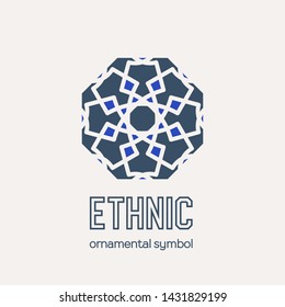 Mosaic arabic ornament. Vector circular emblem for ornamental design or logos
