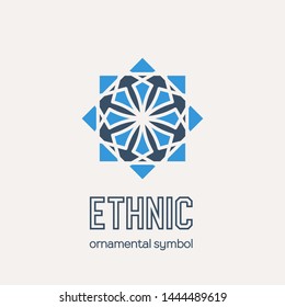 Mosaic arabic ornament. Vector circular emblem for ornamental design or logos