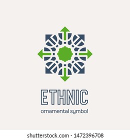 Mosaic arabic ornament. Vector circular emblem for ornamental design or logos