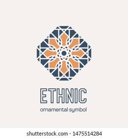 Mosaic arabic ornament. Vector circular emblem for ornamental design or logos