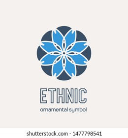 Mosaic arabic ornament. Vector circular emblem for ornamental design or logos