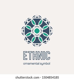 Mosaic arabic ornament. Vector circular emblem for ornamental design or logos