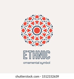 Mosaic arabic ornament. Vector circular emblem for ornamental design or logos