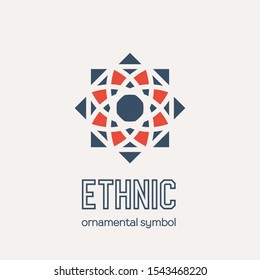 Mosaic arabic ornament. Vector circular emblem for ornamental design or logos