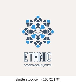 Mosaic arabic ornament. Vector circular emblem for ornamental design or logos