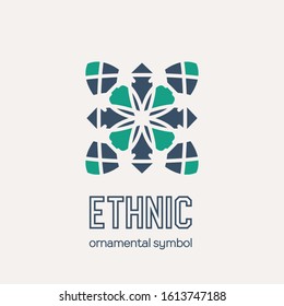 Mosaic arabic ornament. Vector circular emblem for ornamental design or logos
