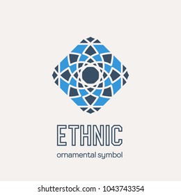 Mosaic arabic ornament. Vector rhombus emblem for ornamental design or logos