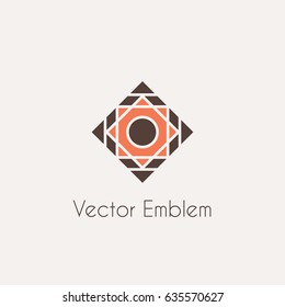 Mosaic arabic ornament. Vector rhombus emblem for luxury logos and retro ornamental design.