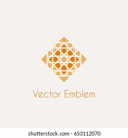 Mosaic arabic ornament. Vector rhombus emblem for luxury logos and retro ornamental design.