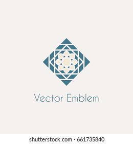 Mosaic arabic ornament. Vector rhombus emblem for luxury logos and retro ornamental design.