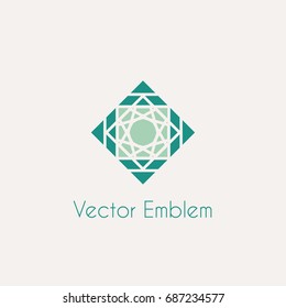 Mosaic arabic ornament. Vector rhombus emblem for luxury logos and retro ornamental design.