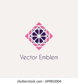 Mosaic arabic ornament. Vector rhombus emblem for luxury logos and retro ornamental design.