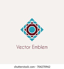 Mosaic arabic ornament. Vector rhombus emblem for luxury logos and retro ornamental design.