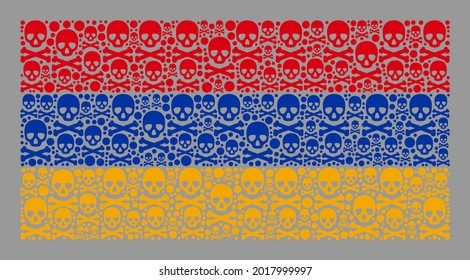 Die armenische Flagge Mosaiks wurde mit Elementen der Piraterie gestaltet. Risiko Vektorgerade Mosaik Armenia Flagge für Vorsicht Propaganda. Geeignet für politische oder patriotische Förderung.