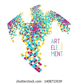 Mosaic art abstract background, vector 3d dimensional geometric design, artistic illustration as a template for layout with copy space for title and text. Usable for brochure, ad, banner, poster.