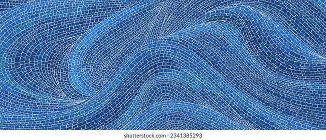 Textura de ondas de arte mosaico, fondo vectorial