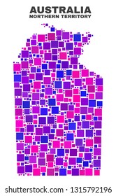 Mosaic Australian Northern Territory map isolated on a white background. Vector geographic abstraction in pink and violet colors.