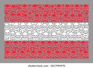 Mosaik Austria Flagge mit giftigen Elementen. Piratenvektorrechteckige Mosaik Austria Flagge für Gefahrenhintergründe. Entworfen für politische oder patriotische Doktrinen.