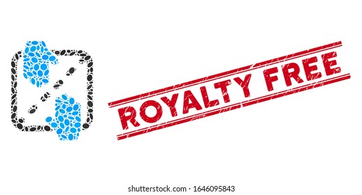 Mosaic authorized shares icon and rubber stamp seal with red Royalty Free caption between double parallel lines. Mosaic vector is created with authorized shares icon and with scattered oval elements.